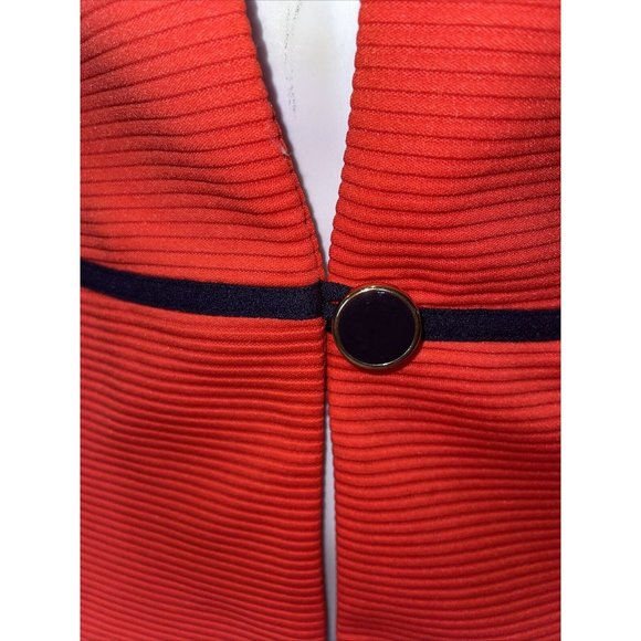 Danny and Nicole Woman's Ribbed Striped Bright Orange Shoulder Pad Blazer Sz 10 - Picture 4 of 7